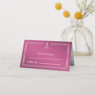 Burgundy Silver Corporate Christmas Gala Place Card