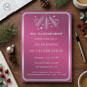 Burgundy Silver Corporate Holiday Gala Party Invitation