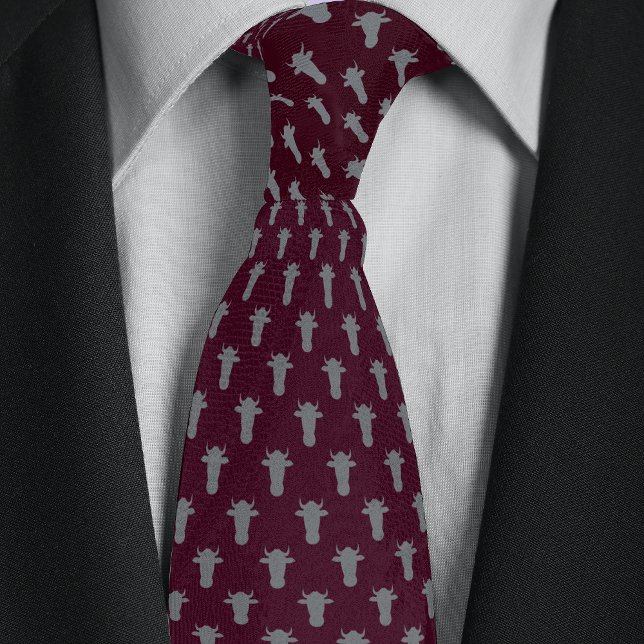 Burgundy & Silver Farmer Rancher Cow Head Tie (Creator Uploaded)