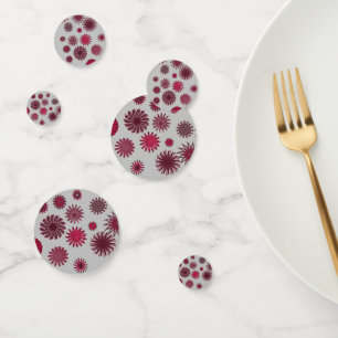  burgundy & silver flowers  confetti