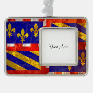 Burgundy Silver Plated Framed Ornament