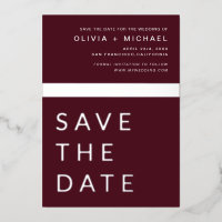 Burgundy Silver Save the Date Elegant 