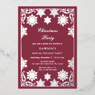 Burgundy Silver Snowflakes Christmas Party