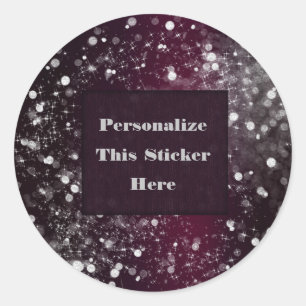 Burgundy Silver Sparkling Lights Sparkle Glitter Classic Round Sticker
