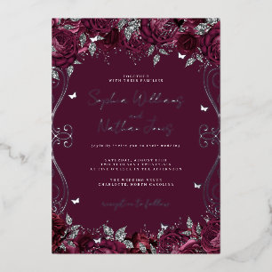 Burgundy Silver Swirl Scroll Wedding 