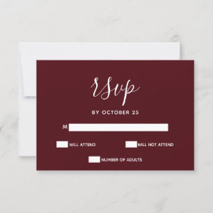 Burgundy Simple Calligraphy Modern RSVP Card