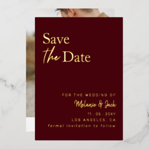 Burgundy Simple Calligraphy Photo Save The Date