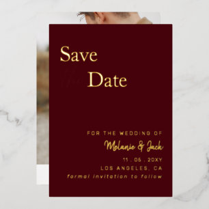 Burgundy Simple Calligraphy Photo Save The Date