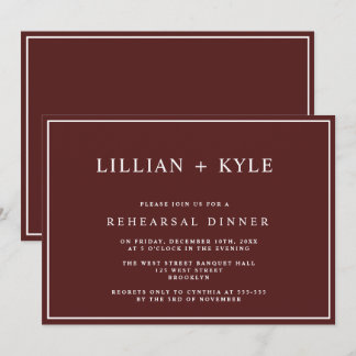 Burgundy Simple Chic Rehearsal Dinner Invitation