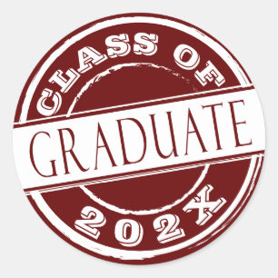 Burgundy Simple Graduate  Classic Round Sticker