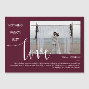 Burgundy Simple Modern Minimal Script Photo Magnet