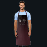 Burgundy simple personalised hubby apron<br><div class="desc">Modern Hubby script and name design in black,  burgundy  and white colour,  simple and unique. Great personalised groom gifts or anniversary gifts.</div>