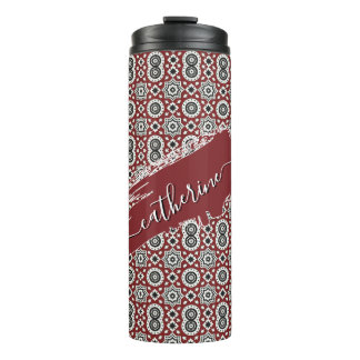 Burgundy Sindhi Ajrak Tribal Pattern Thermal Tumbler