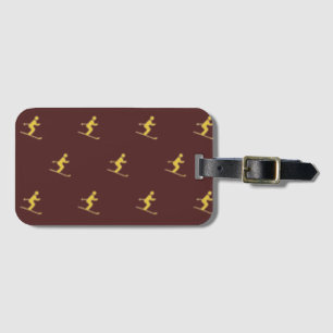 Burgundy Skier Luggage Tag