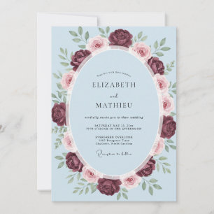 Burgundy Sky Rose Wedding Invitation