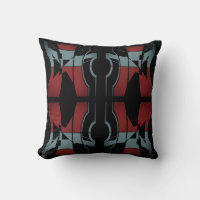 Burgundy Slate Blue Black Curved Symmetrical Motif