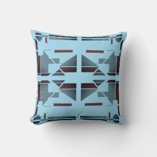 Burgundy Slate Light Blue Mediterranean Symmetric Cushion