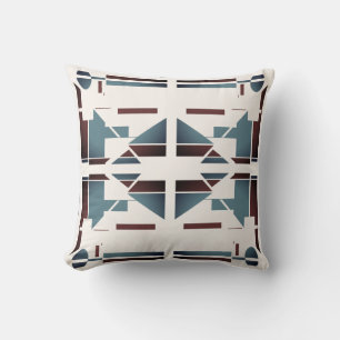 Burgundy Slate Off-white Mediterranean Symmetrical Cushion