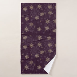 Burgundy Snowflake    Bath Towel