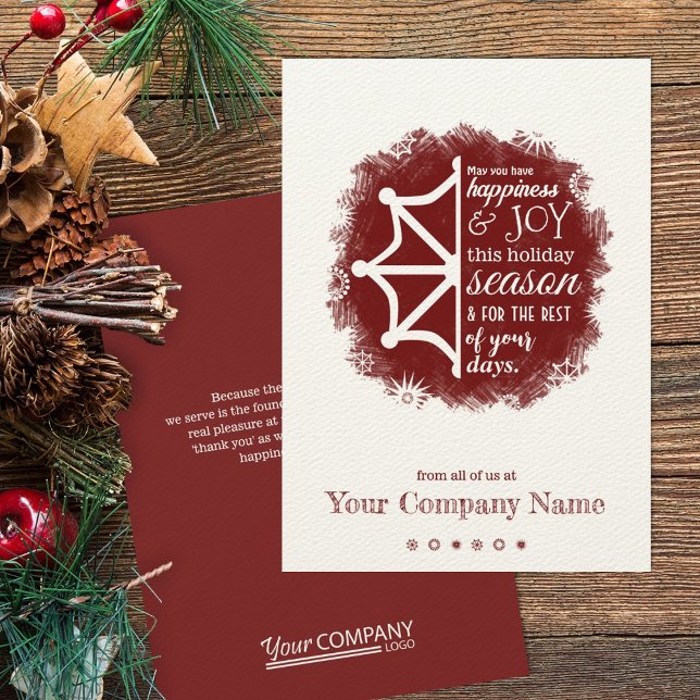 Burgundy Snowflake Business Holiday Card (burgundy company holiday cards)