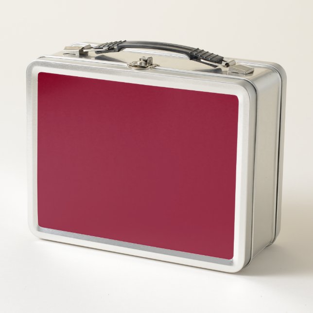 Burgundy Solid Colour Metal Lunch Box (Front)