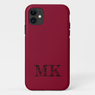 Burgundy Solid Colour   Modern Minimal Initial  Case-Mate iPhone Case