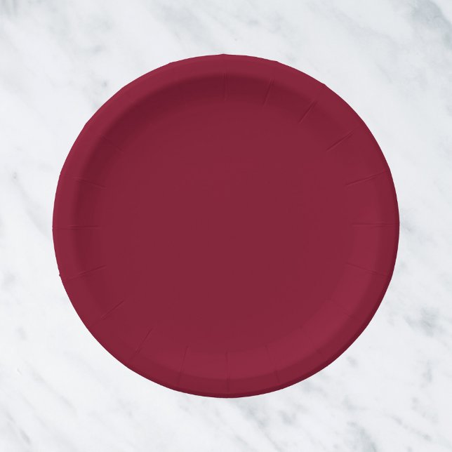 Burgundy Solid Colour Paper Plate (Creator Uploaded)