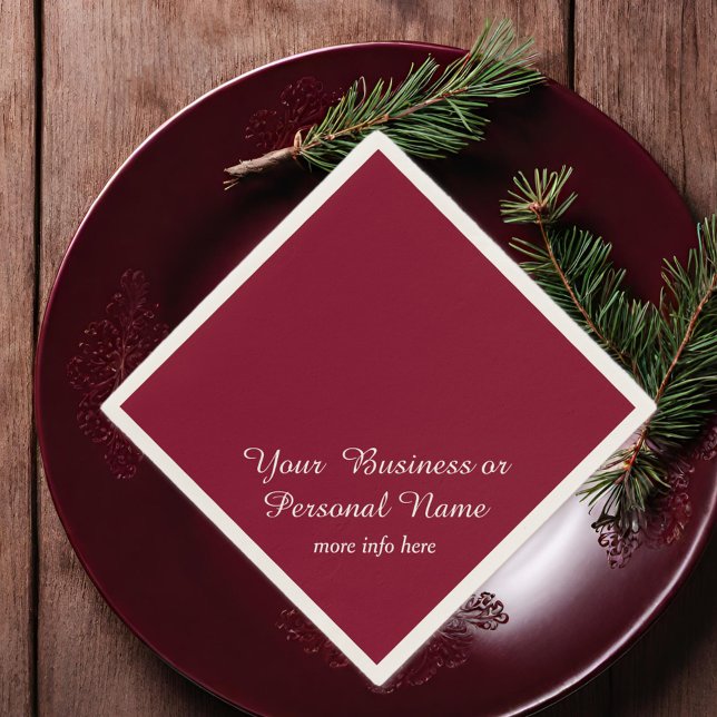 Burgundy  solid colour -personalised napkin (Creator Uploaded)