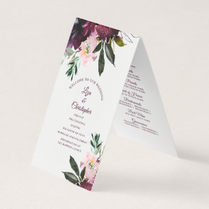 Burgundy Splendour Floral Wedding Program