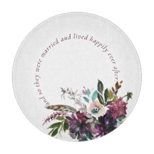 Burgundy Splendour Watercolor Floral White Wedding Cutting Board