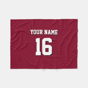 Burgundy Sporty Team Jersey Fleece Blanket