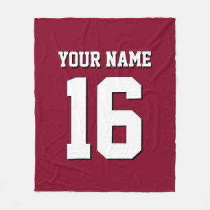 Burgundy Sporty Team Jersey Fleece Blanket