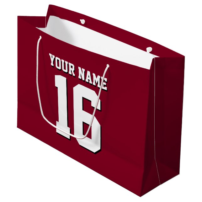 Burgundy Sporty Team Jersey Large Gift Bag (Front Angled)