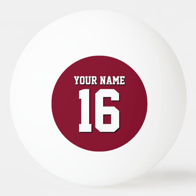 Burgundy Sporty Team Jersey Ping Pong Ball (Front)