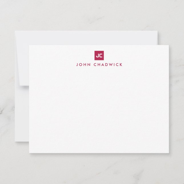 Burgundy Square Bold Two Monogram Professional Card (Front)