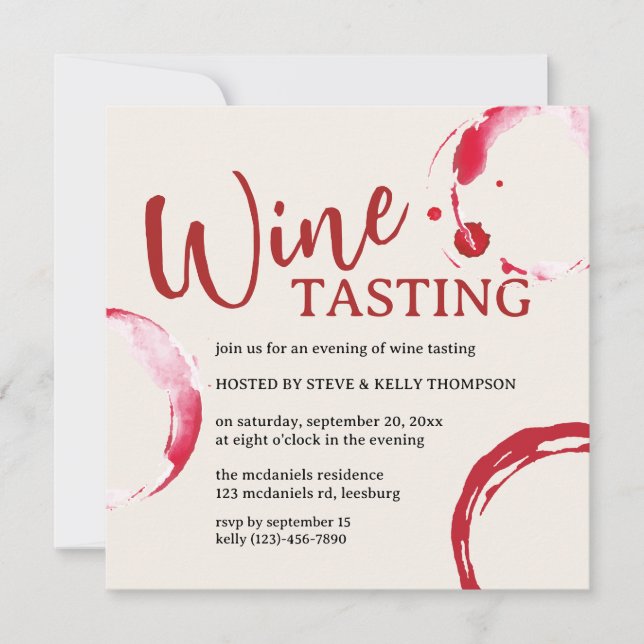 Burgundy Stain Wine Tasting Invitation (Front)