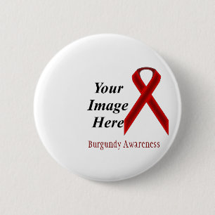 Burgundy Standard Ribbon by Kenneth Yoncich 6 Cm Round Badge