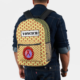 Burgundy Standard Ribbon by Kenneth Yoncich Printed Backpack