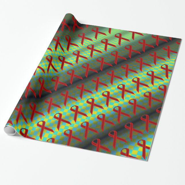 Burgundy Stnd Ribbon Pattern by Kenneth Yoncich Wrapping Paper (Unrolled)