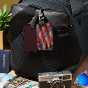 Burgundy Stripe Fantasy Luggage Tag – Customisable