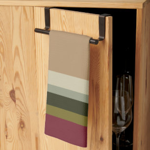 Burgundy Stripe With Olive Green Tea Towel