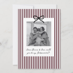 Burgundy Stripes Godparents Proposal Invitation