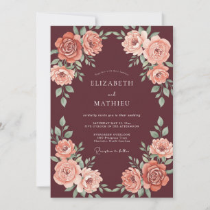 Burgundy Sublime Autumn Wedding Invitation