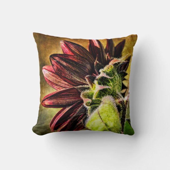 Burgundy Sunflower Accent Pillow (Front)