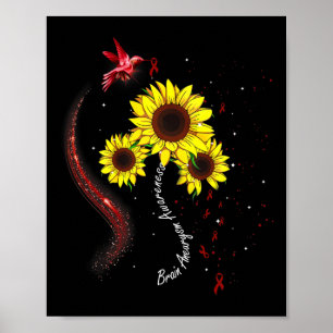 Burgundy Sunflower Brain Aneurysm Awareness Poster