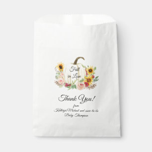 Burgundy Sunflower Floral Rustic Pumpkin Fall Baby Favour Bags