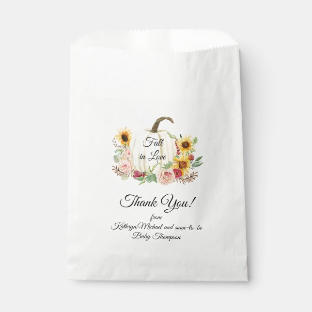 Burgundy Sunflower Floral Rustic Pumpkin Fall Baby Favour Bags (Front)