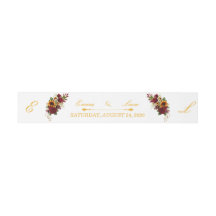 Burgundy Sunflower Wedding Invitation Belly Band