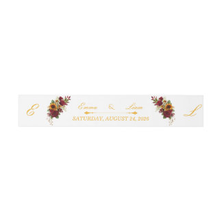 Burgundy Sunflower Wedding Invitation Belly Band
