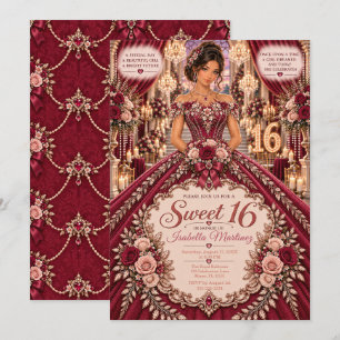 Burgundy Sweet 16 Celebration Invitation